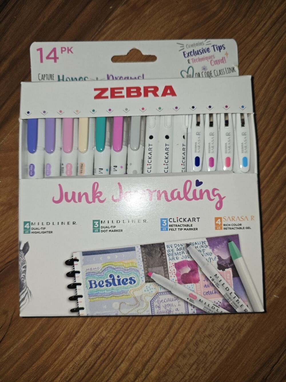 Zebra Creative Lettering Junk Journaling 14pk Marker & Pen Set